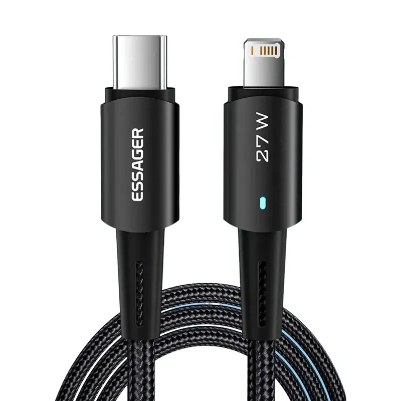 Cabo Tipo-c Para Lightning Essager Turbo 27w 1m Carregamento Rápido E Proteção Inteligente