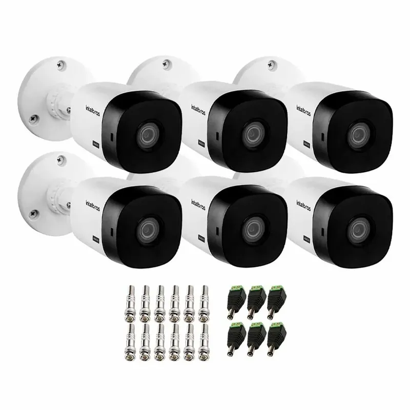 Kit 6 Câmeras Intelbras Vhl 1220 B G2 Bullet Hdcvi Lite Full Hd 1080p Visão Noturna 20m + Conector