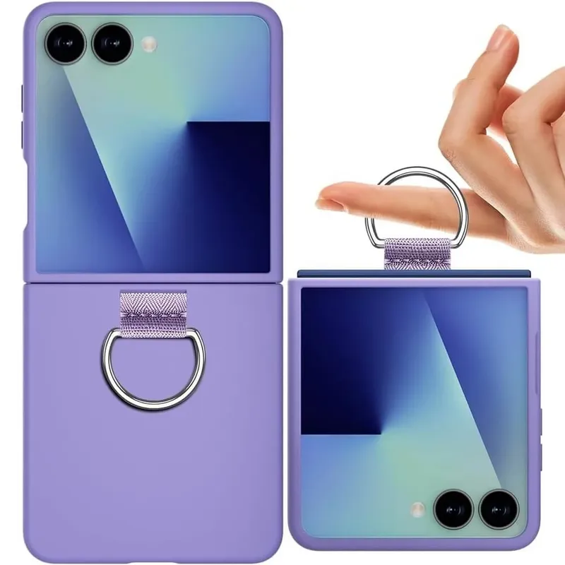 Capa Protetora para o Samsung Galaxy Z Flip 7 com Anel (Ring Holder) - Proteção Contra Quedas e Compatível com Carregamento Sem Fio | Cor: Lilás