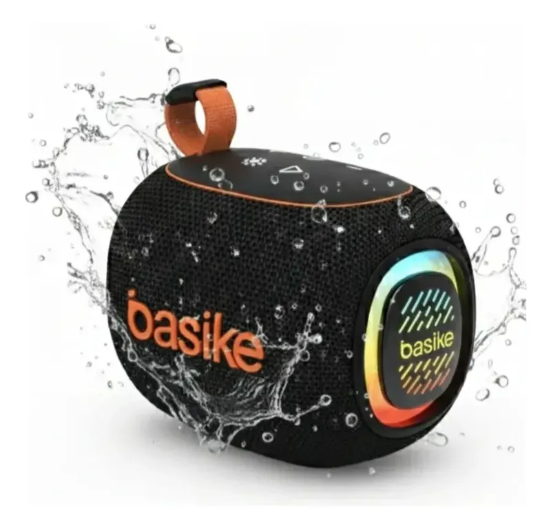 Caixa De Som Basike Ba-rad014 Portatil Bluetooth Ipx7 Tws Com RGB Cor Preto