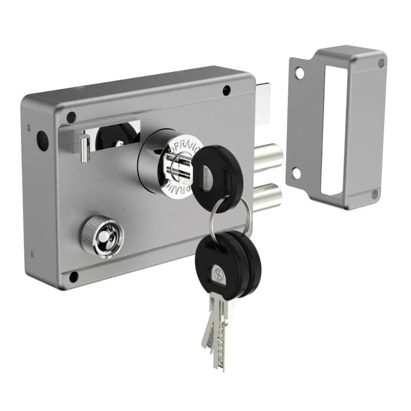 Fechadura De Sobrepor Com Trava Cilindro Pk Multiponto Inox Escovado Ros42 Soprano