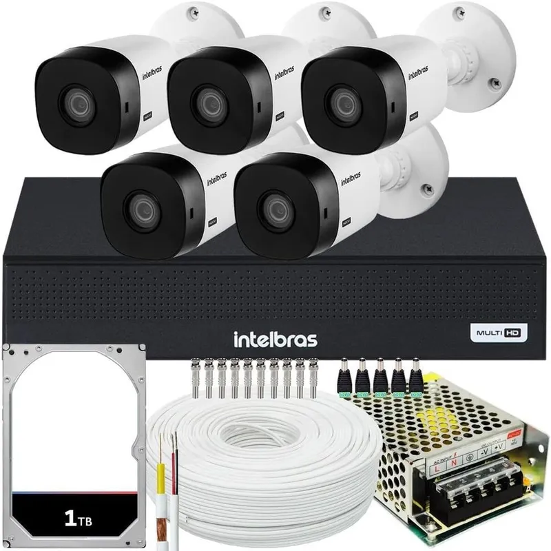 Kit Intelbras, 8 Câmeras VHC 1120 + DVR 1008-c, 8 Canais, HD 1TB