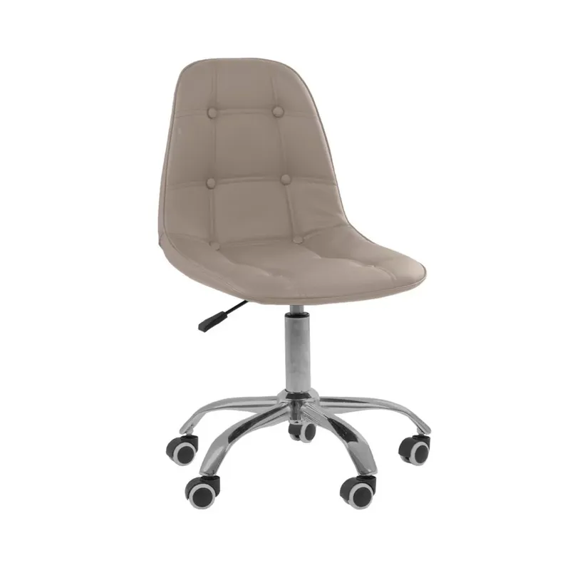 Kit 02 Cadeiras Office Nobrand Eiffel Slim Ajustável Base Giratória, Bege
