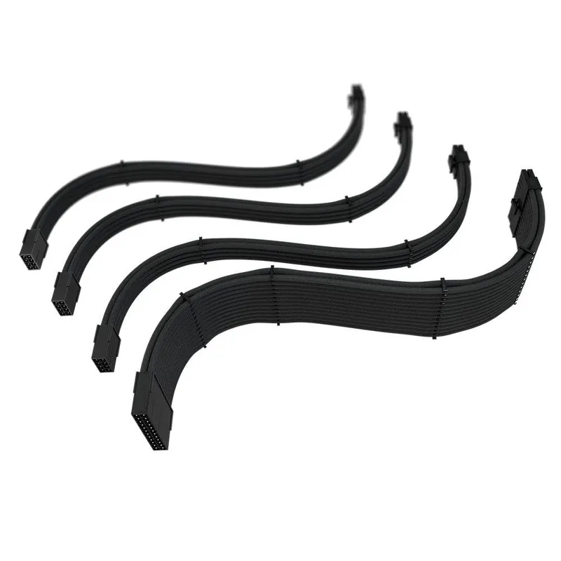 Cabo Extensor de Fonte Sleeved Rise Mode, 4 em 1, 1x 24p ATX, 1x 4+4p CPU, 2x 6+2p PCIe, Preto - RM-SL-FB