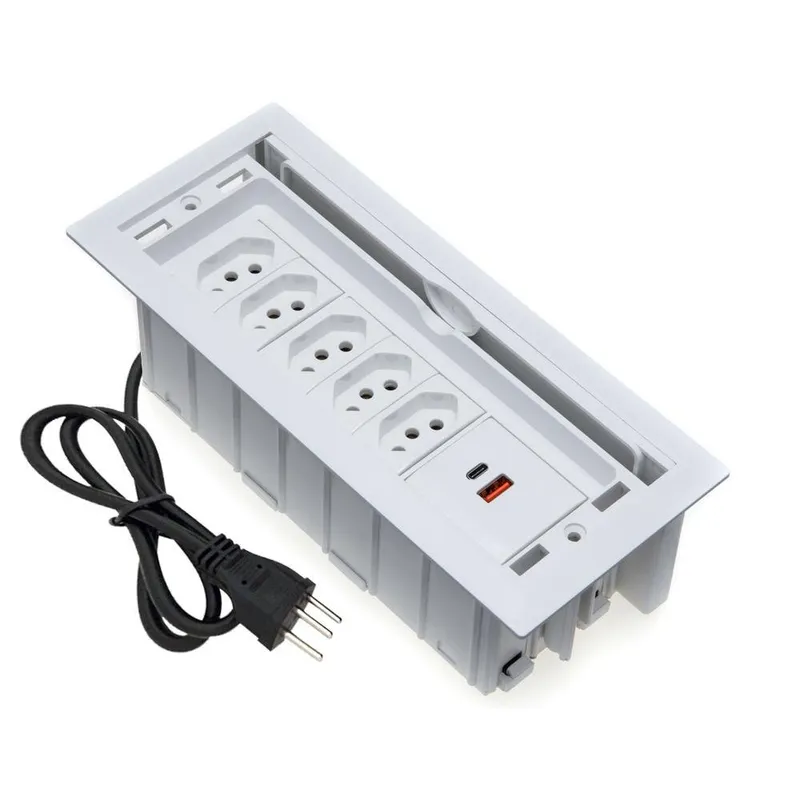 Caixa De Tomada 7 Blocos, 5 Tomadas, 20a 2 Usb 9.0a 1 - Tipo C