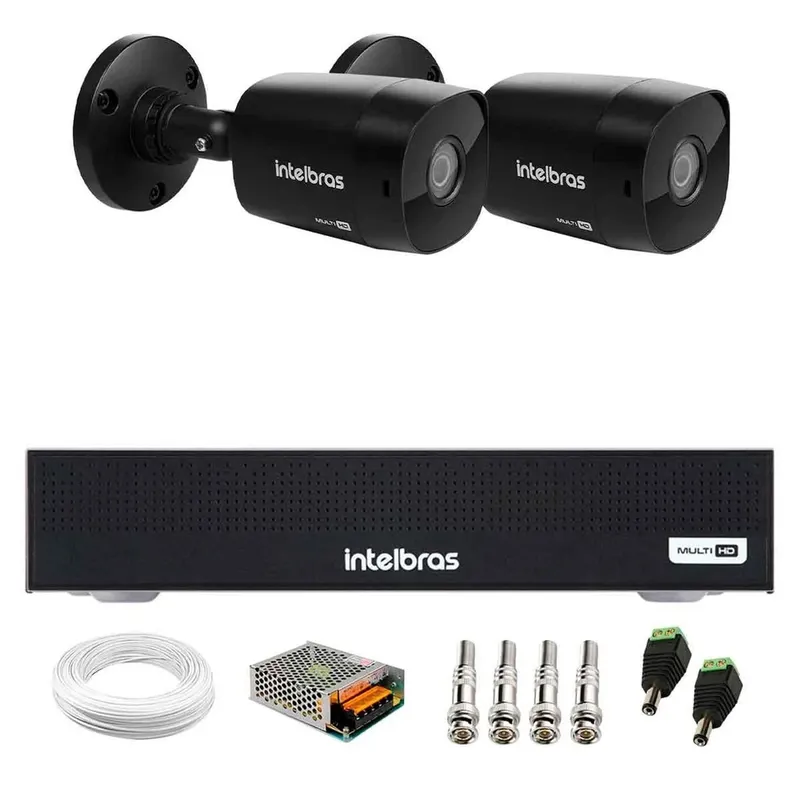 Kit 12 Câmeras Intelbras Vhd 1230 B Full Hd 1080p Bullet Black G7 Visão Noturna 30m Ip67 + DVR Intelbras Mhdx 1216 Full