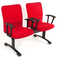 Poltrona Diretor Em Longarina 2 Lugares Linha, Tela Mesh - Vermelho