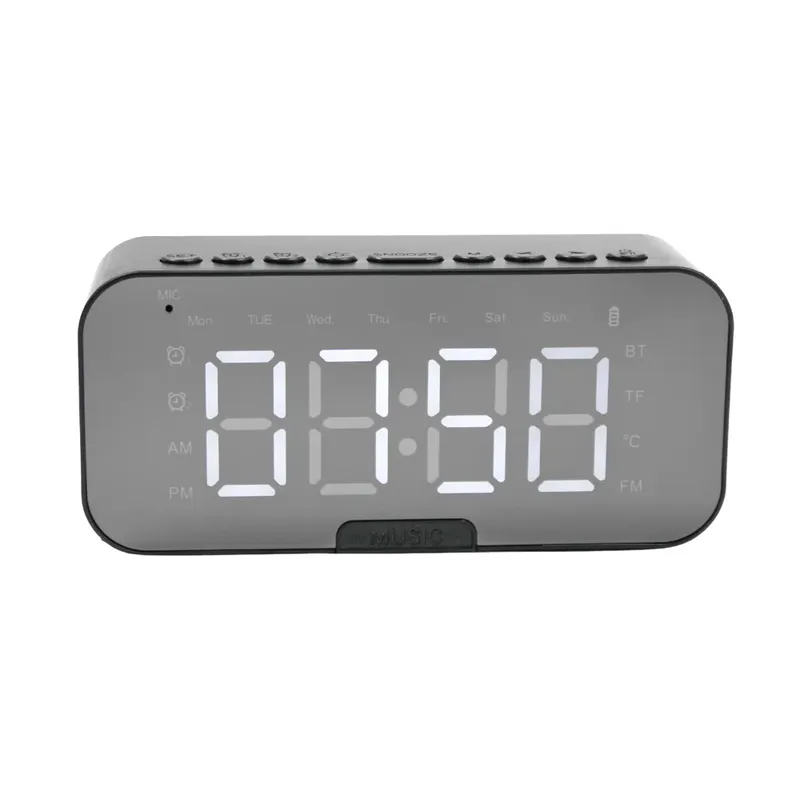 Relógio Despertador Digital Caixa De Som Bluetooth Rádio Espelhado Usb LED G10