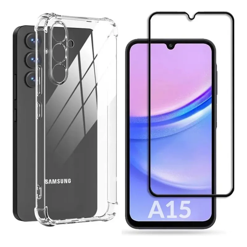 Pelicula De Vidro 3d Para Samsung Galaxy A15 + Capa Silicone Tpu