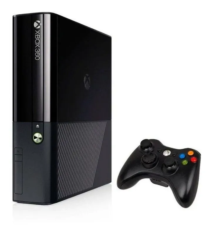 Microsoft XBOX 360 Slim 4gb Standard Cor Matte Black 2 Controles + Kinect + 1 Jogo