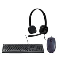 Kit Básico Logitech - Mouse Logitech M90 + Teclado K120 Resistente a Respingos + Headset H151 com Microfone Redutor de Ruído