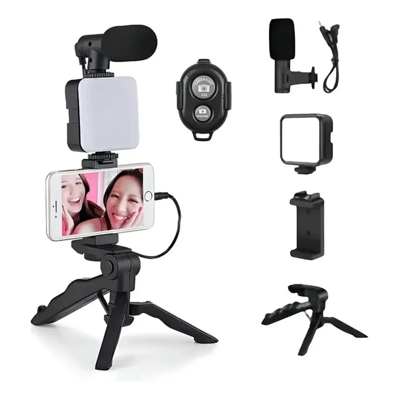 Suporte Para Celular Com Luz De LED Microfone Selfie Ay-49