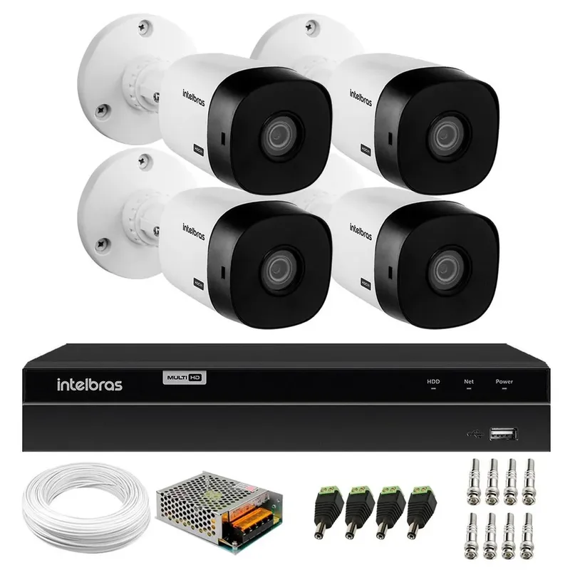 Kit - 2 Câmeras Intelbras VHL 1220 B, Full HD 1080p, Bullet HDCVI, Lite + DVR Intelbras MHDX 1204 4 Canais + HD 1TB Purple