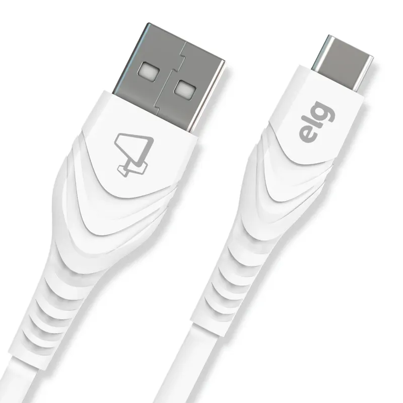 Cabo Usb Tipo-c, Sincronização E Carga Rápida 15w 3a, Textura Suave, 2 Metros, Branco, Tcusb2, Elg