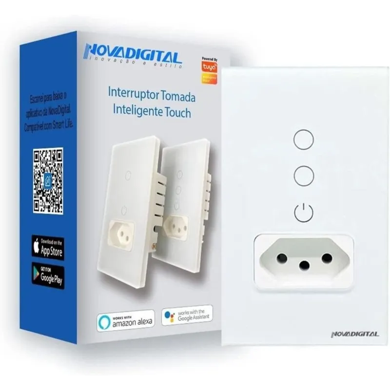 Interruptor 2 Botoes, Tomada Inteligente, Touch Automação, Wifi
