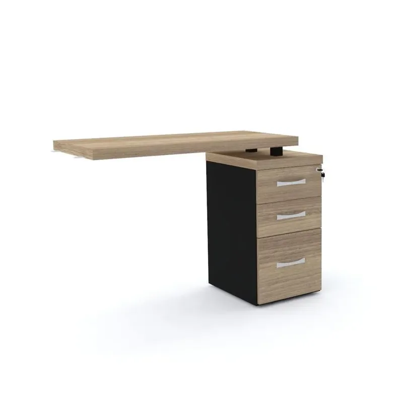 Mesa De Escritório Complemento 104 X 45 Cm Pé Gaveteiro 4 Gavetas Pe40 Em Mdp Walnut