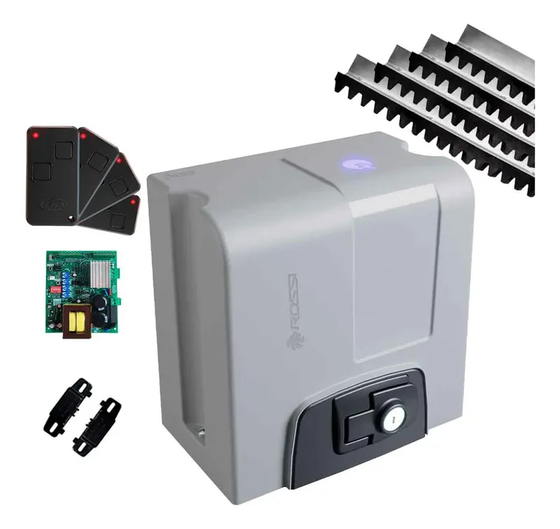 Kit Motor Rossi Dz4 Nitro Bivolt Para Portão 850kg Deslizante 5 Controles +5,5 Metros De Cremalheira