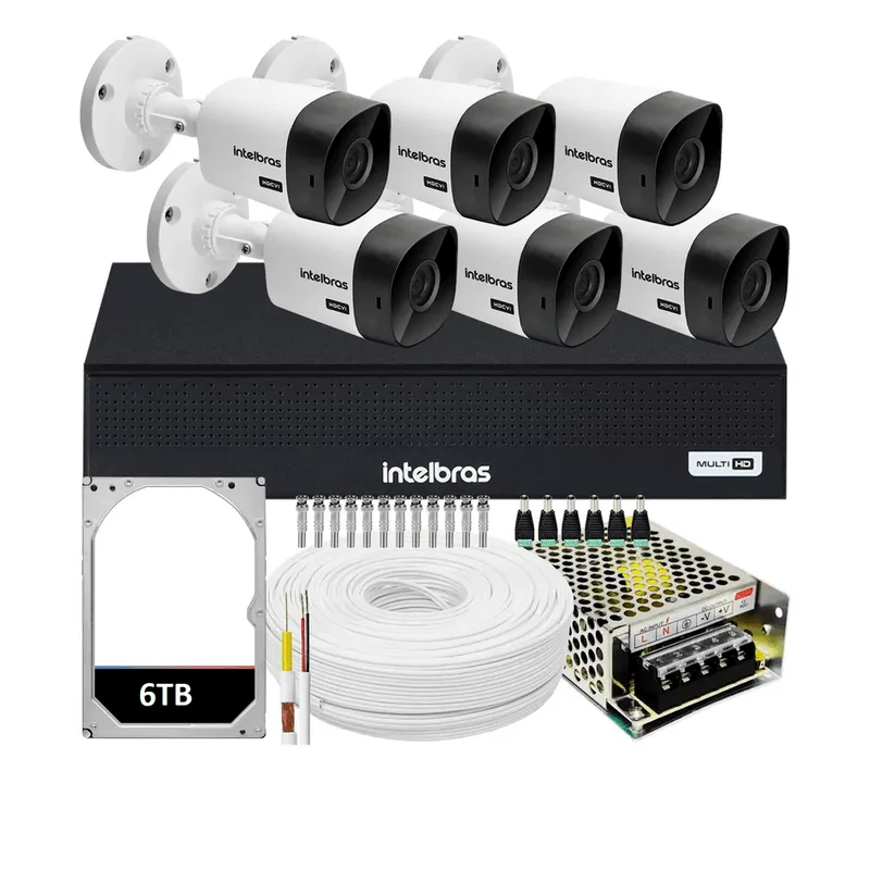 Kit Cftv 12 Cameras Segurança Full Hd 2mp Dvr Intelbras Mhdx 1016c 6tb