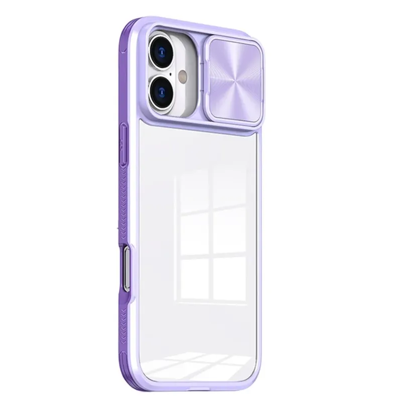 Capa Protetora com Proteção Slide na Lente da câmera para o iPhone 16 Cor: Lilás
