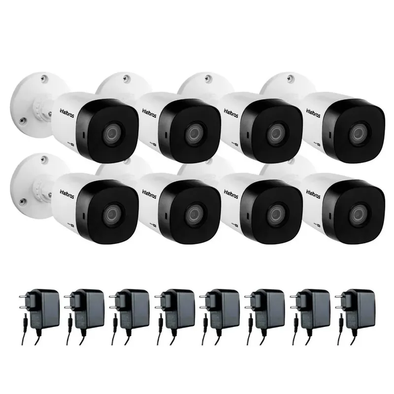 Kit 08 Câmeras De Segurança Vhl 1220 B G2 Hdcvi Full Hd 1080p Intelbras Com Fonte De Alimentação