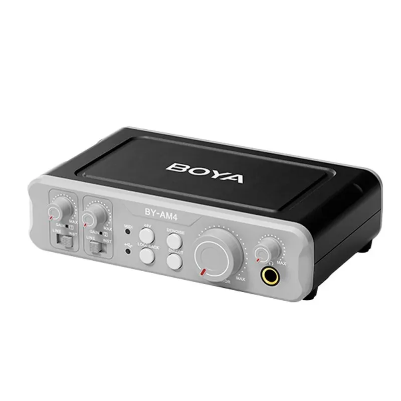 Interface De Áudio Boya By-am4 Misturador Canal Duplo Preto