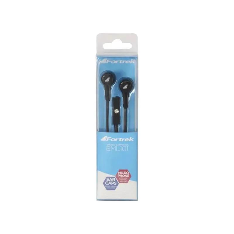 Fone de Ouvido com Microfone, FORTREK, Preto - EML-101