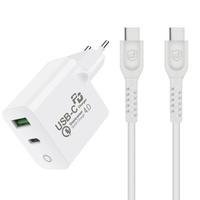 Carregador de Tomada com Cabo USB-C Gshield, 2 Portas, para Xiaomi