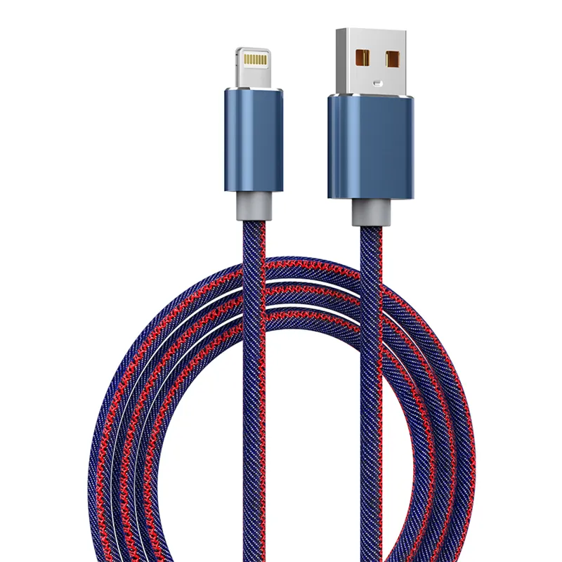 Cabo De Dados De Carregamento Usb De Tecido Jeans Azul Para Iphone Appacs
