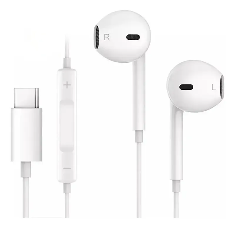 Fone De Ouvido Com Fio Usb C Para Iphone 15 16 17 Pro Max Branco