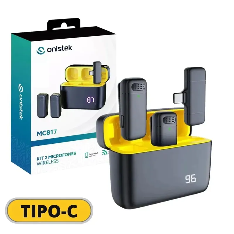 Kit Microfone De Lapela Duplo Tipo-c - Onistek