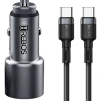 Carregador Veicular Duplo Hrebos Turbo + Cabo Tipo C