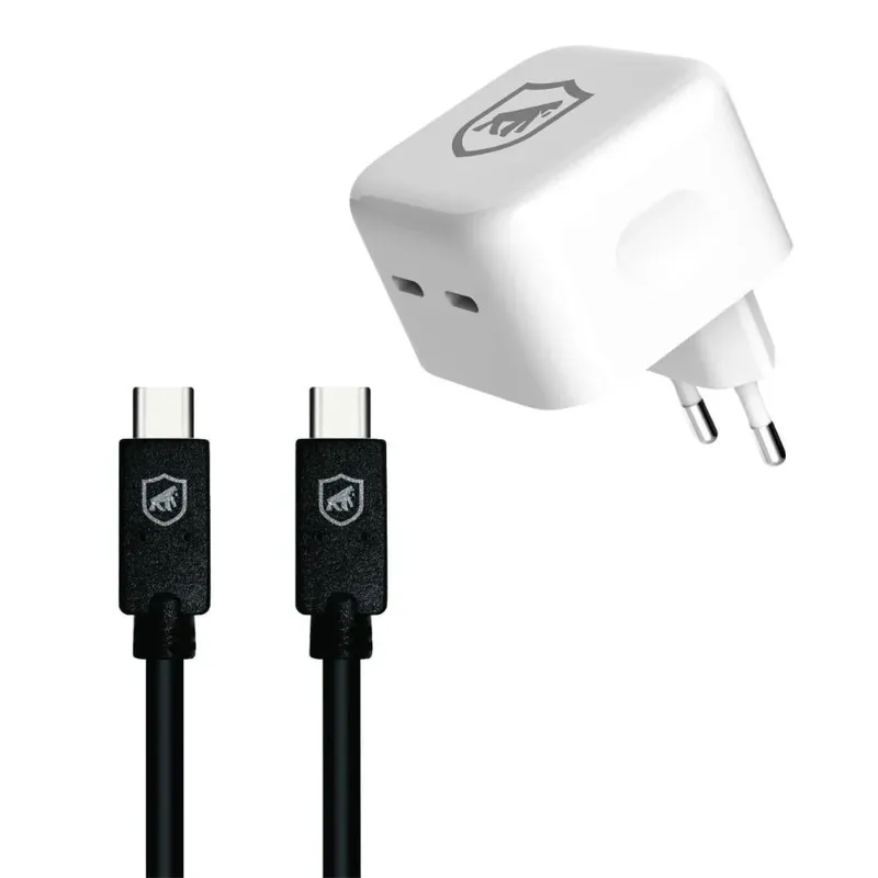 Carregador Turbo Duplo Tipo C + 2un Cabo Raptor Tipo C / Lightning - Gshield