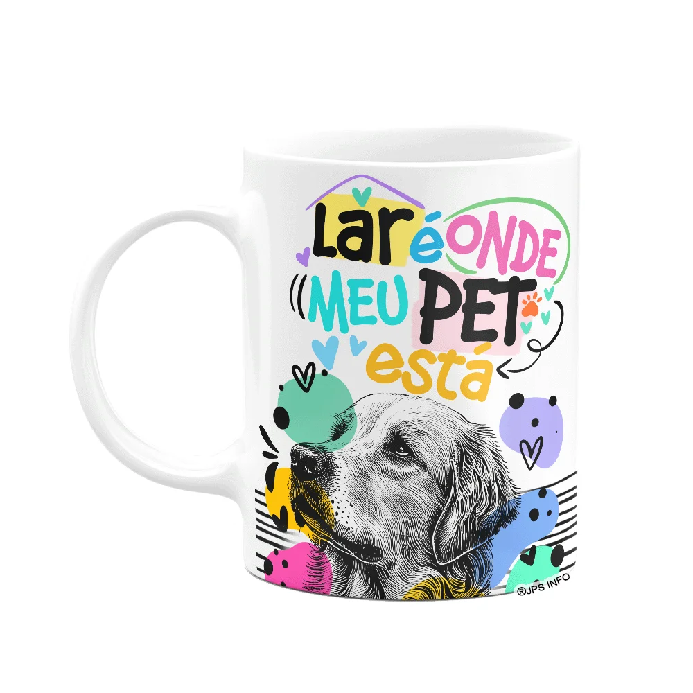 Caneca Lar É Onde Meu Pet - Cachorro Golden
