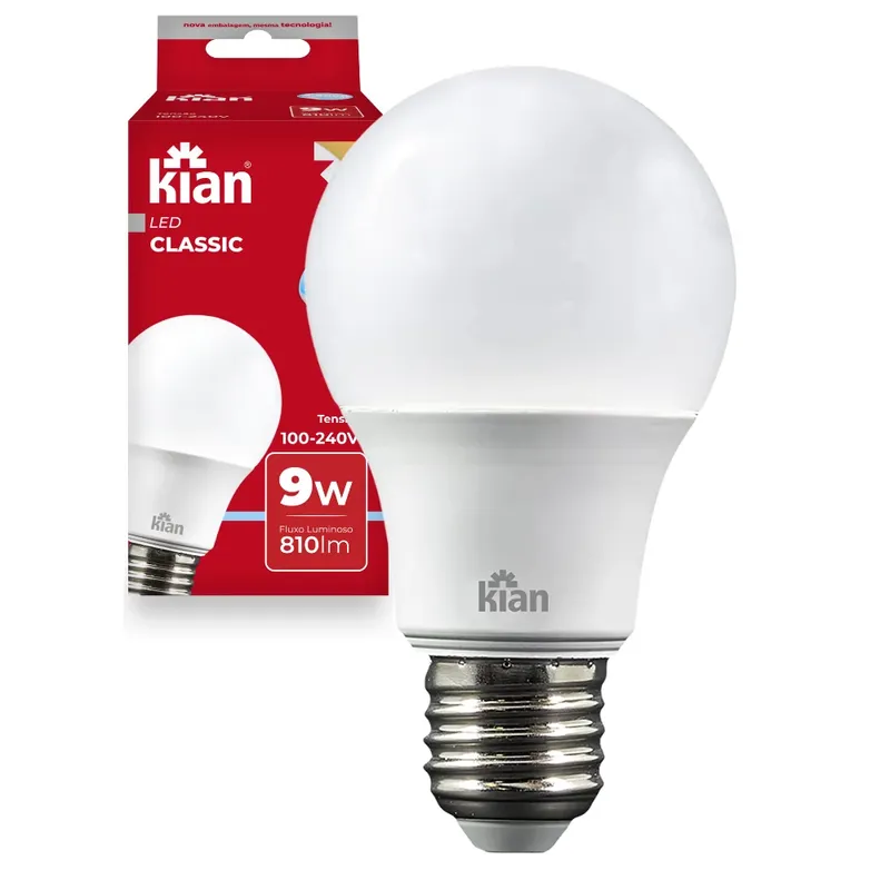 Lâmpada Led Bulbo A60 Kian,9w 6.500k, Branca Fria, Bivolt E27