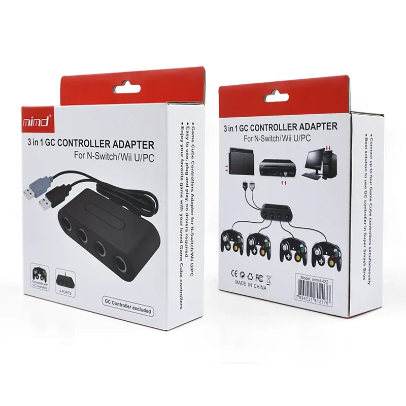 Adaptador Usb 4 Controles Gamecube Compatível Switch Wii U E PC Usb