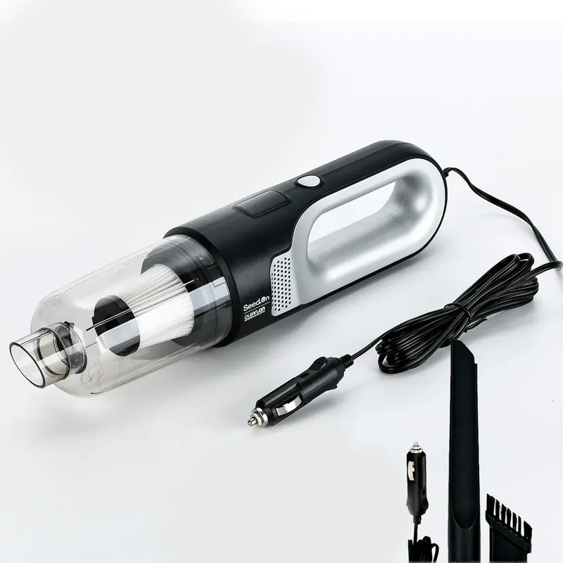 Aspirador Portátil De Mão Automotivo Portátil 12v 180W Cabo Bico Extra Longo 4m e Filtro Hepa Lavável Removível Preto Lançamento Premium Seed On