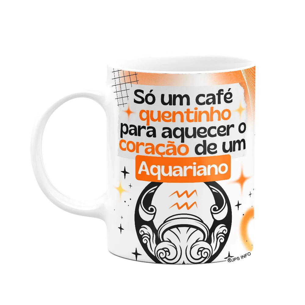 Caneca Divertida Signos Aquário Café