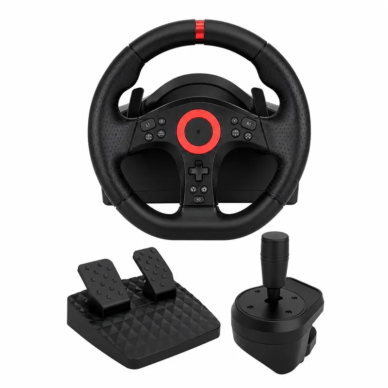 Volante Gamer Com Pedal Câmbio Sequencial Vibração Dupla Para PC Console Kp-5818