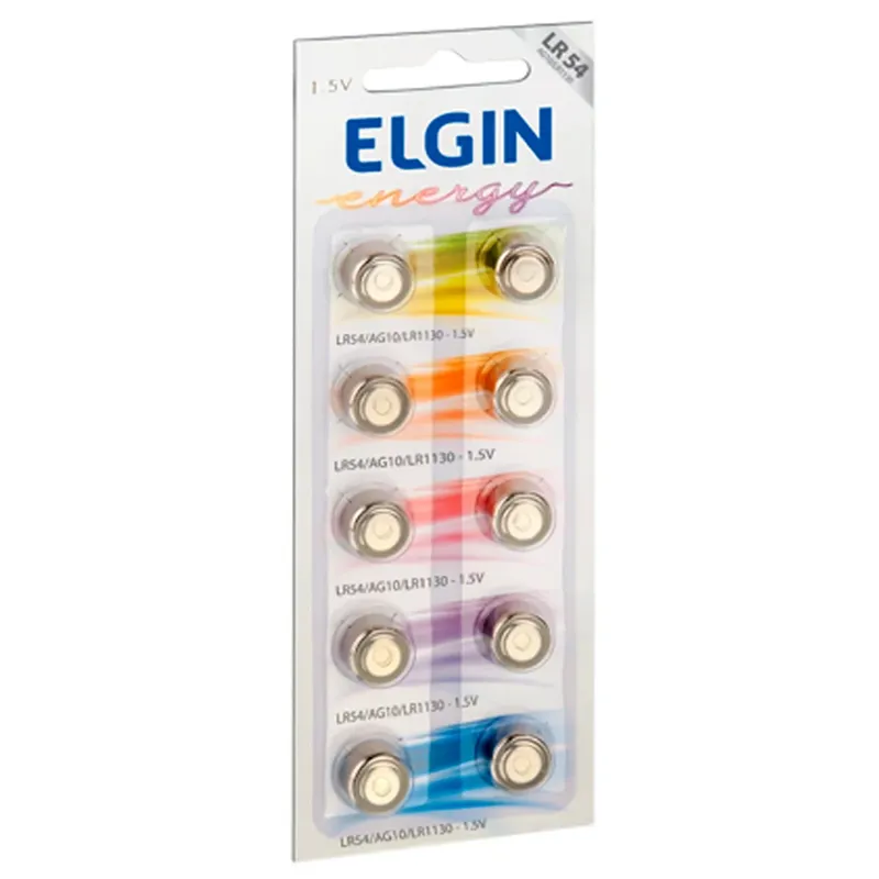 Bateria Alcalina Elgin LR54 - AG10 / LR1130, 82254, Cartela Com 10 Unidades