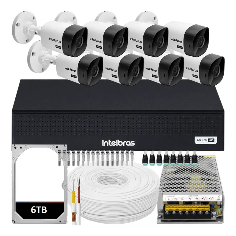 Kit Cftv 8 Cameras Segurança Intelbras Residencial Hd 6 Tera