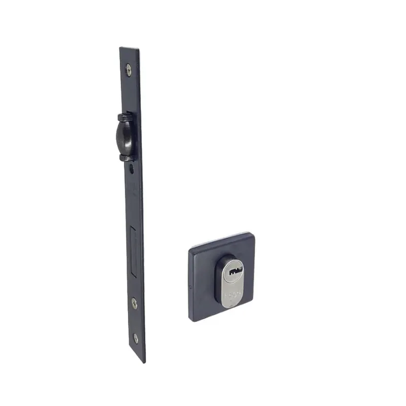 Fechadura Rolete Externa Multiponto 55mm Roseta 529 Quadrada Preta Haga