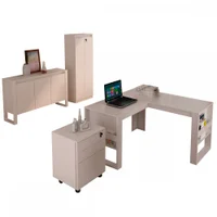 Conjunto Home Office 4 Peças 1 Mesa, 1 Gaveteiro E 2 Armários Para Escritório Stanford 6 Branco - Pnr Móveis