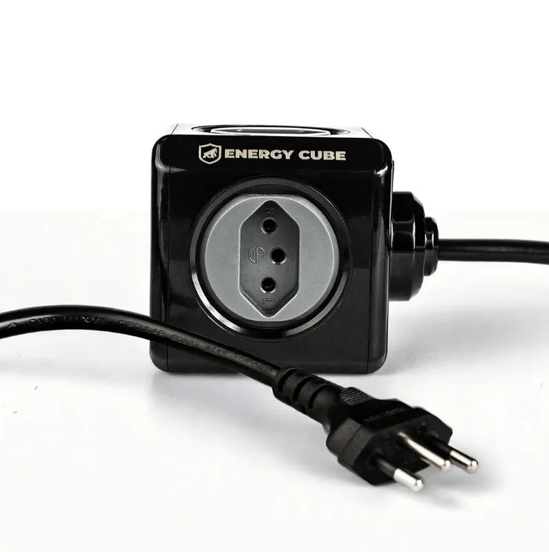 Adaptador Carregador Energy Cube Bivolt Filtro De Linha Multiplicador De Tomadas 10a Com Proteção De Sobretensão, Tipo C / Usb A