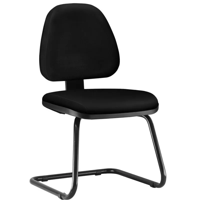 Cadeira Para Escritório Job L02 Fixa, Couro Sintético Preto - Lyam Decor