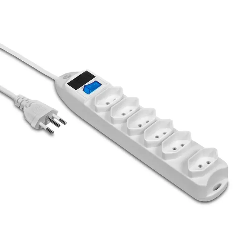 Extensão Goldentec Multipla Com 6 Tomadas - 1,5 Metros - 10a - Padrão 3 Pinos - Branco - 62269