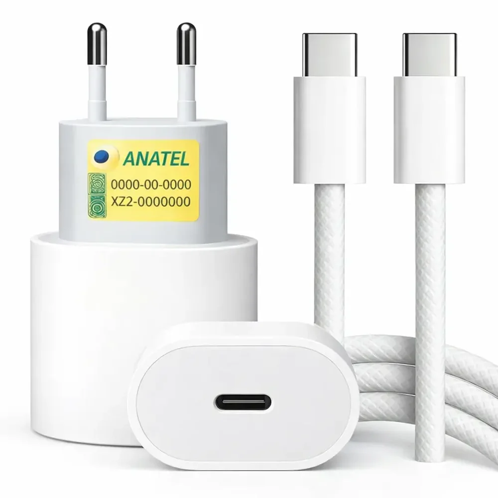 Carregador De Parede Turbo Usb-c 25w Scher Com Cabo Para Iphone 15 E 16 Branco