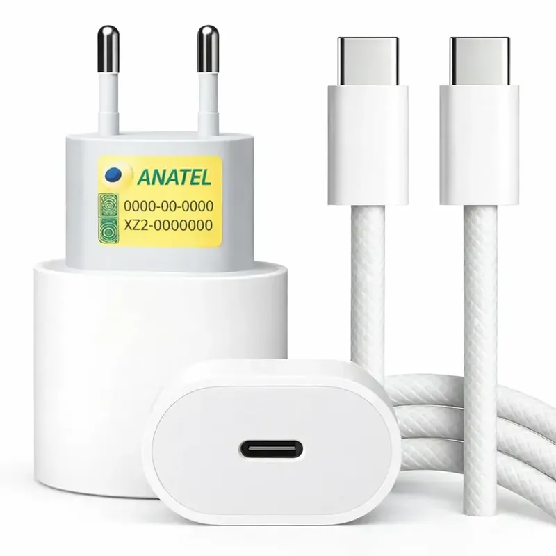 Carregador Carregador Iphone 15 16 Pro Max Turbo 20w Completo Cabo Tipo C Tipo C De 1m