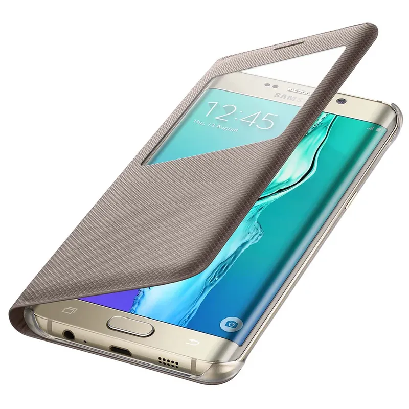 Capa Protetora Samsung S View S6 Edge Plus Flip Cover Sm-g928 Cor:dourado.