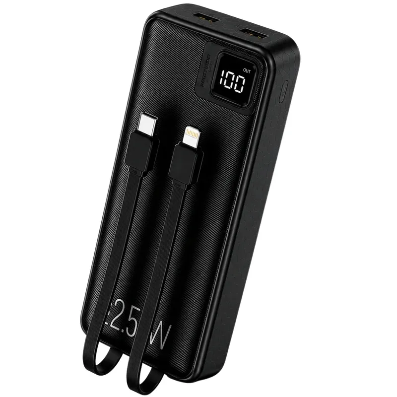 Carregador Power Bank 20000 Mah Carregamento Super Rápido De 22.5w Cabos Embutidos Digital Portatil
