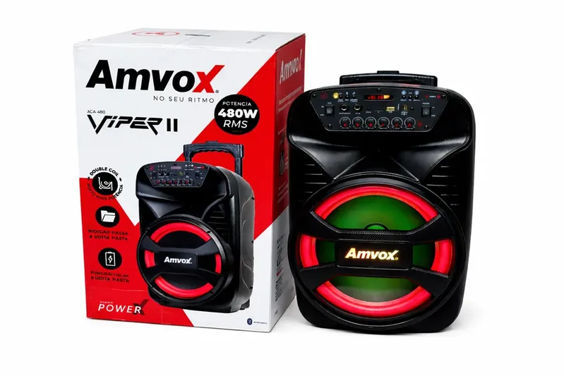 Caixa de Som, Amplif. Amvox Aca 480 Viper Ii, Preto - 110v/220v,